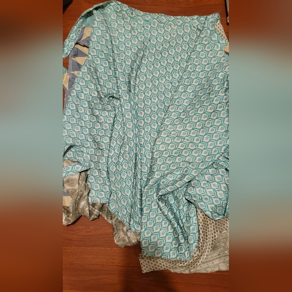 Recycled sari reversible wrap skirt